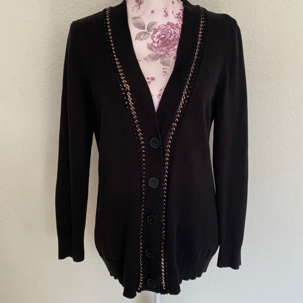 Nine West sz:XL Black Chain Button Up Cardigan